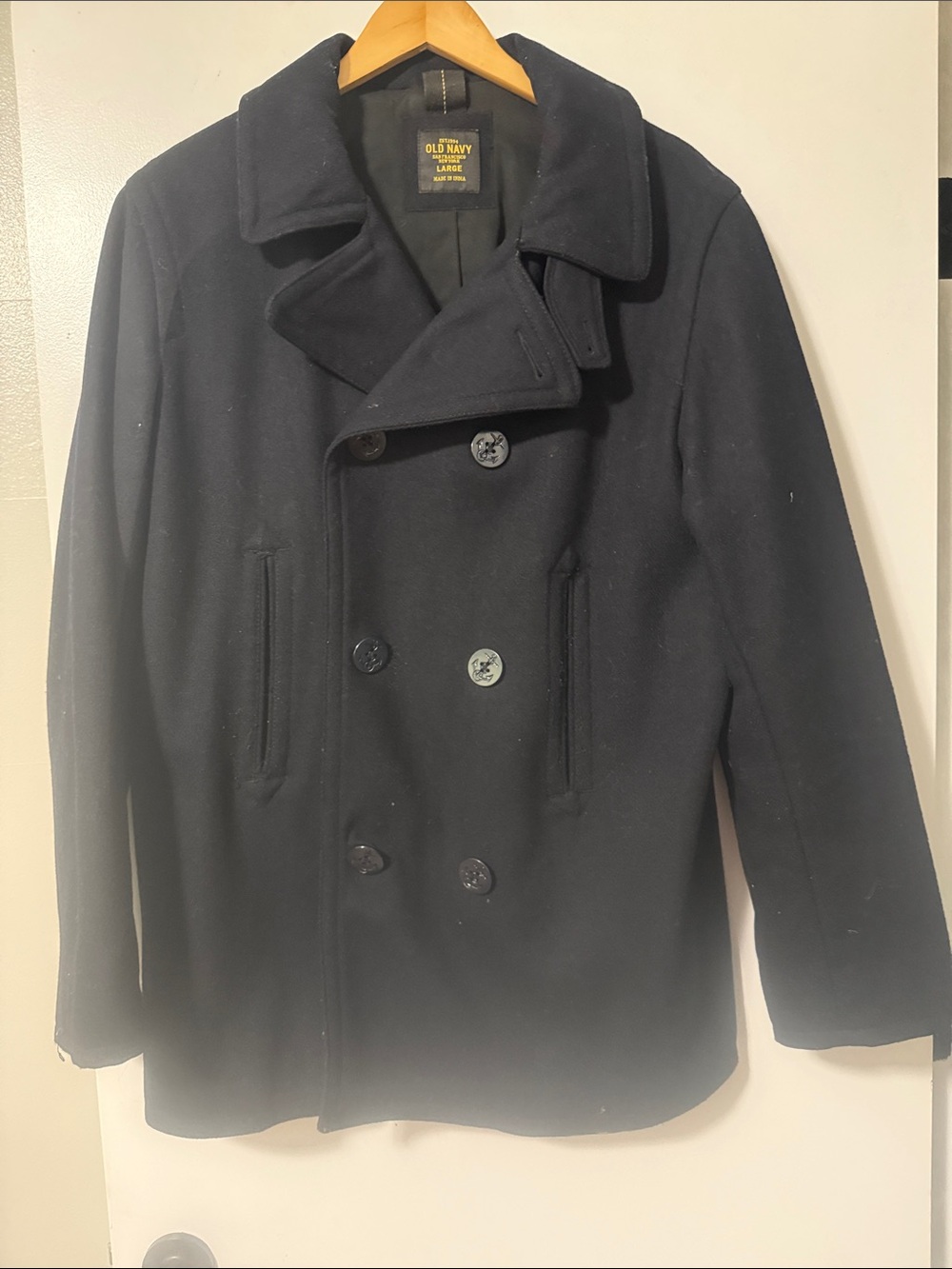 Old Navy Black Double-Breasted Peacoat